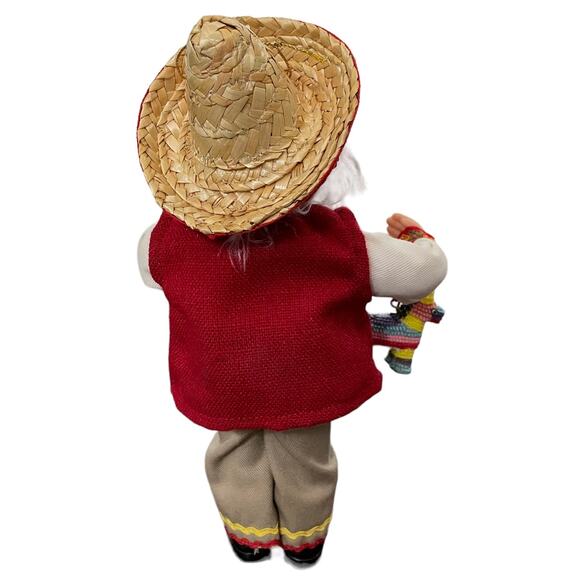 Mexican Santa Figure Piñata Sombrero Hanging Ornament Handcrafted RARE - Picture 4 of 16